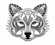 Printable wolf for adult anti stress  coloring pages